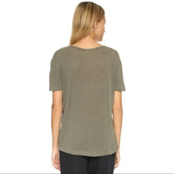 Revolve LNA Short Sleeve Torn Pocket Tee Oversized T-Shirt Scoop Neck Black XS - Picture 13 of 13